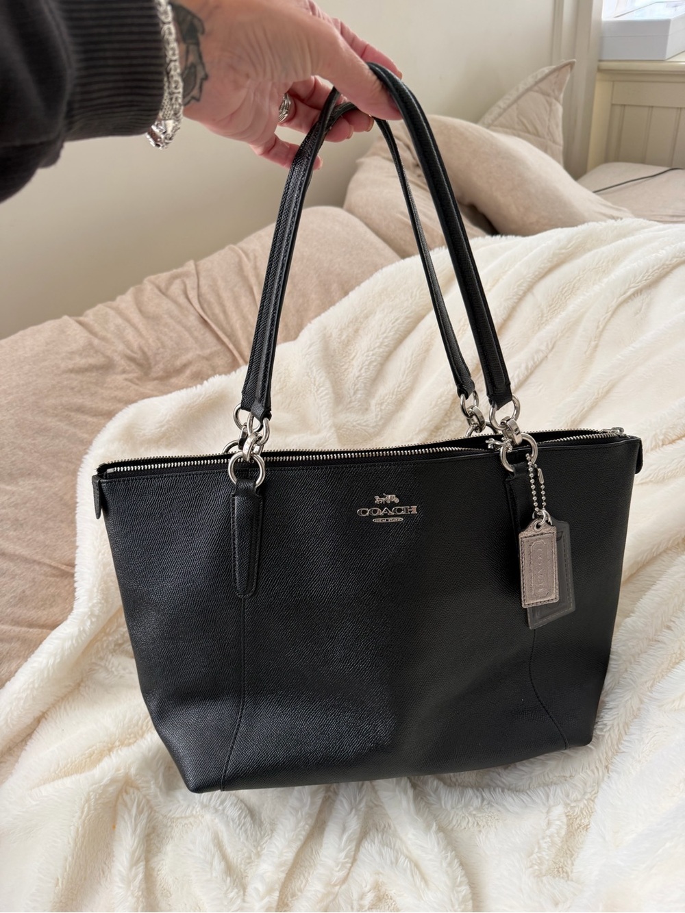 Coach Black Saffiano Leather Shoulder Tote